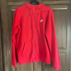 Nike Red Zip Up Jacket With Hood Unisex Medium